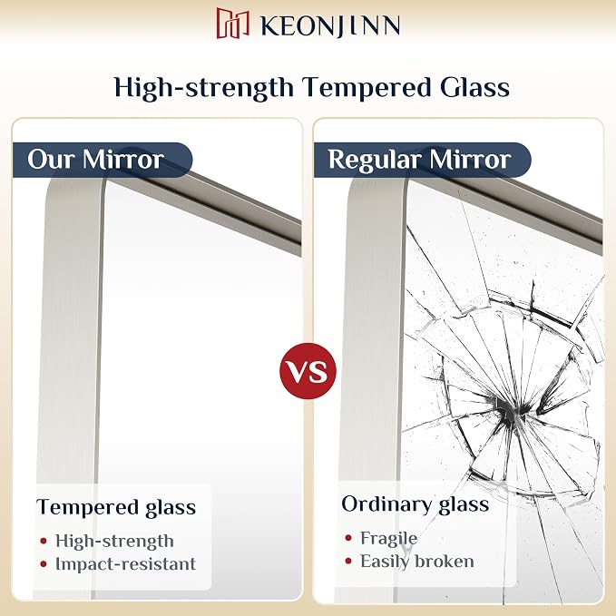 Keonjinn 30 x 36 Brushed Nickel Bathroom Mirrors - Image 4