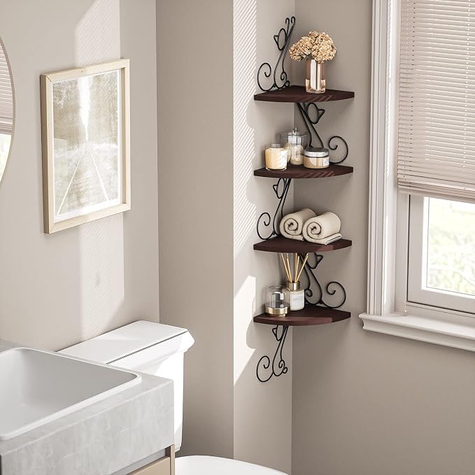 Alsonerbay Corner Shelf Wall Mount, 4 Tier Floating Shelves - Image 6