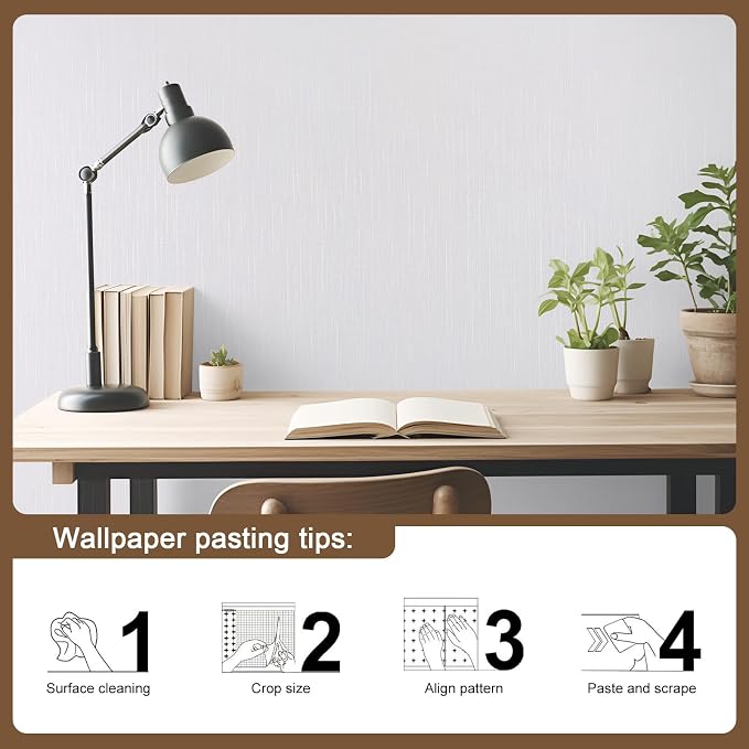 Grasscloth Peel and Stick Wallpaper White Gold Wallpaper15.7 x 118" Linen - Image 8
