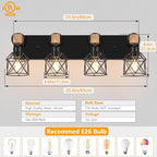 FadimiKoo 4-Light Rustic Style Wood Bathroom Vanity Light Fixtures, Farmhouse - Image 2