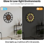 24'' Silent Wall Clock with Night Light, Glow in The Dark Decorative Wall Clock - Image 2