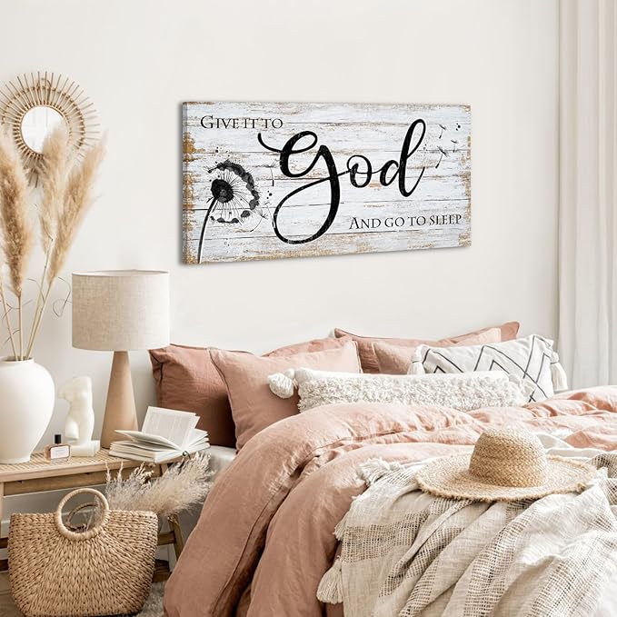 Give it to god and go to sleep Sign Wall Art Christian Bible Verses Wall Decor - Image 3