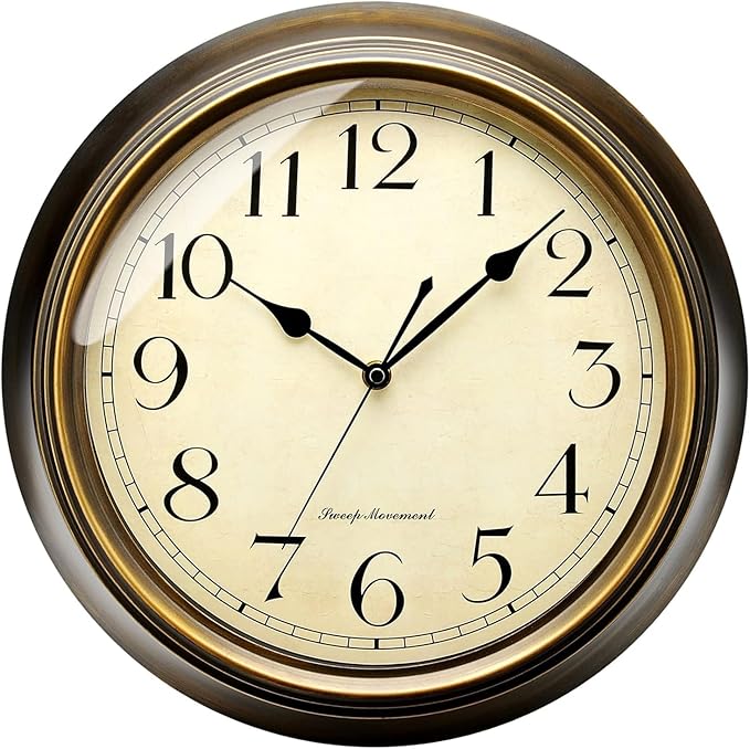 Plumeet Small Metal Wall Clock, Arabic Numerals, Battery Operated by Plumeet
