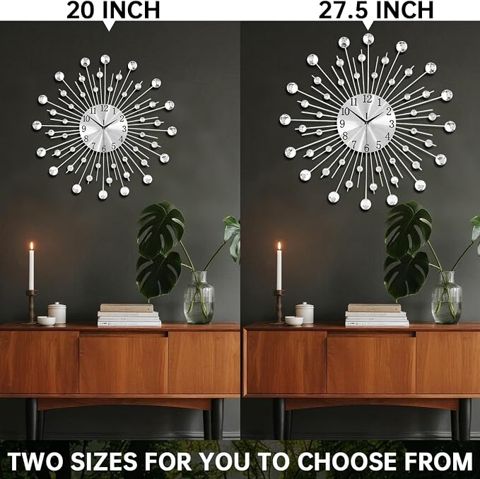 SIN&MI Large Wall Clock for Living Room Decor Non-Ticking Quiet Metal Quartz - Image 5