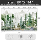 -Green Cartoon Pine Forest Nursery Fabric Wallpaper - Image 4