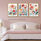 KISSFOX Framed Colorful Wildflower Canvas Wall Art Set Of 3 Flowers Pictures - Image 2