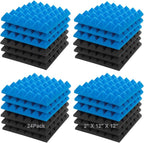 JBER Acoustic Sound Foam Panels, 24 Pack 2" X 12" X 12" Blue and Black by JBER