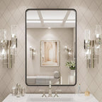 LOAAO 20X28 Inch Black Metal Framed Bathroom Mirror - Image 7