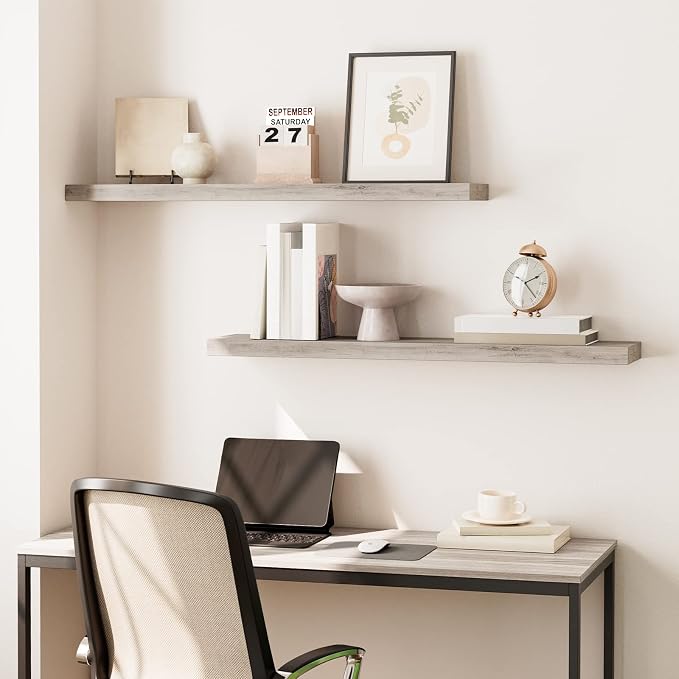 HOOBRO Floating Shelves for Wall, Wall Mounted Shelf Set of 2, 39.4" Hanging - Image 6