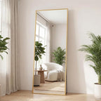 DUMOS Full Length Mirror with Stand 24"x65" Floor Standing Aluminum Frame - Image 4