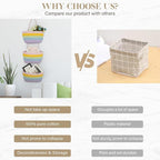 TeoKJ Over the Door Hanging Basket, 3-Tier Woven Cotton Wall-Mounted Storage - Image 4