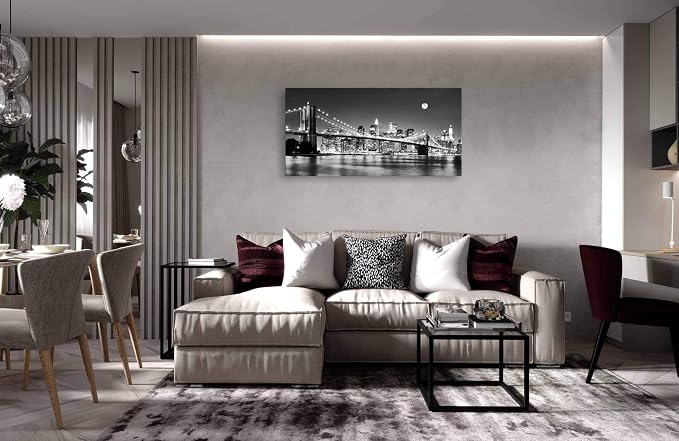 Baisuart-Q30350 Brooklyn Bridge Night View 1 Panels Landscape Artwork Canvas - Image 4