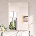 Keonjinn 28 x 36 Inch Brushed Nickel Bathroom Mirrors by Keonjinn