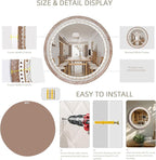 Reflinto 24 Inch Boho Wooden Round Mirror - Image 7