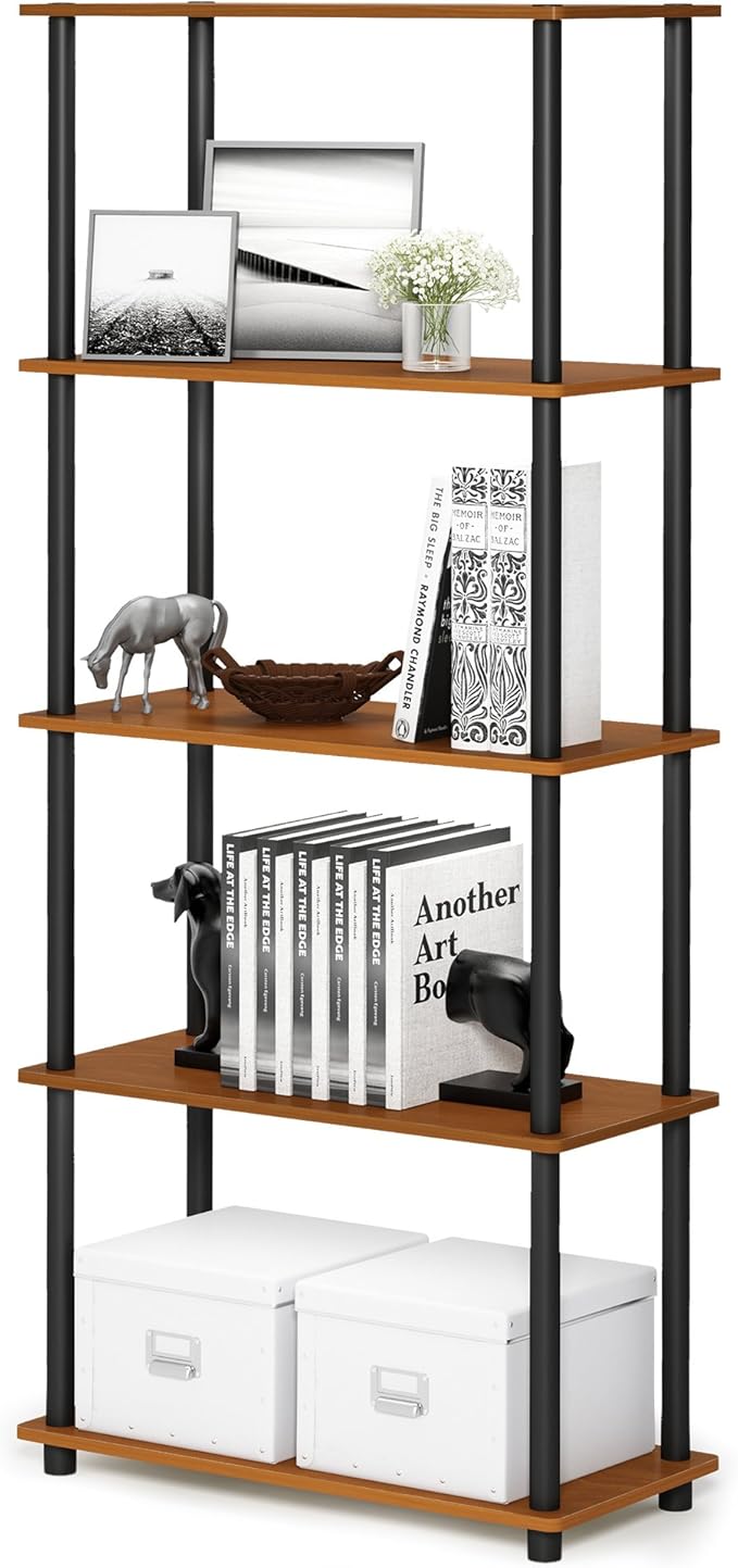 Furinno TURN-N-TUBE Storage Shelves, 5-Tier Book Shelf, Corner Shelf, Toolless - Image 5