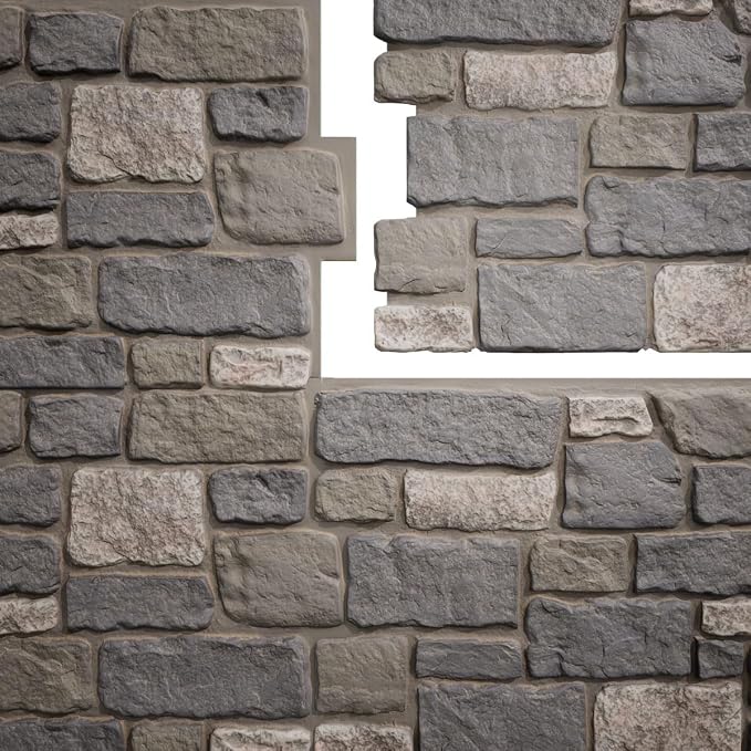 EverStone Cobblestone Faux Stone Panel, Midnight Granite Color - Image 9