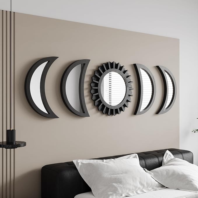 WAKOSAN Wall Mirror, Moon Phase Mirror Set, Wall Decor by WAKOSAN