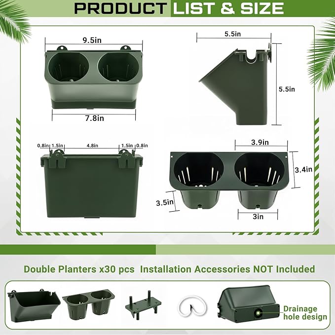 Briwooody 30 Set 60 Pocket Vertical Stackable Wall Planters Kit Outdoor Self - Image 3
