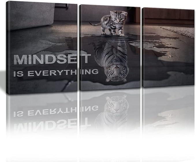 Mindset is Everything Motivational Wall Art, KAWAHONE Inspirational by KAWAHONE