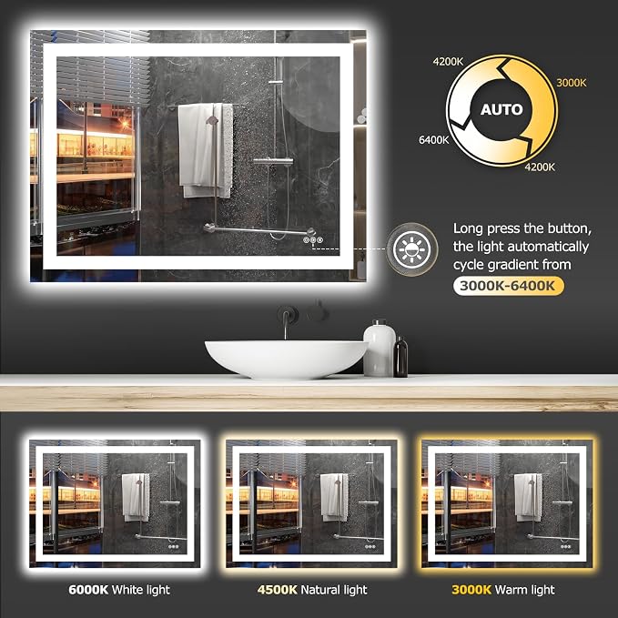 Hivone 40X30 LED Bathroom Mirror - Image 5