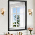 Black Framed Mirror 24"x40", Brushed Black Bathroom Mirrors by WelcometoCIVENO