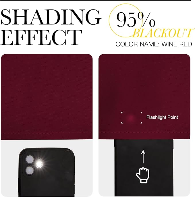 NICETOWN Wine Red Blackout Curtains 63 inches Long - Image 4