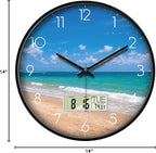 14" Silent Non-Ticking Modern Coastal Beach Wall Clock, Battery Operated Analog - Image 10