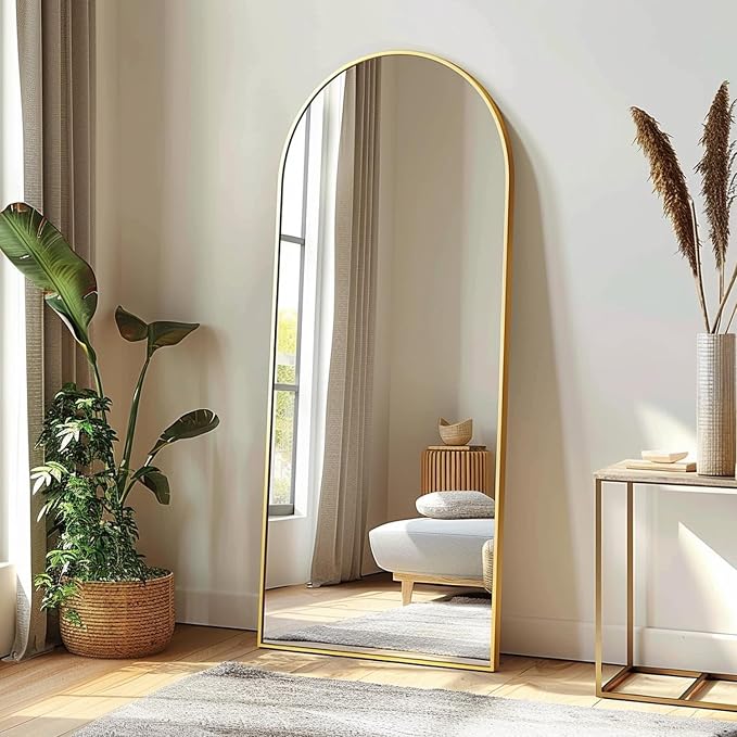 Dewfig Arched Gold Full Length Mirror, Full Body Mirror - Image 4