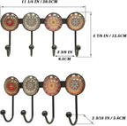 Coat Rack Wall Mounted with 4 Hooks, Round Brown Pattern Decorative Wall Hooks - Image 2