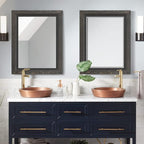 YOSHOOT Rustic Wooden Framed Wall Mirror, Natural Wood and Iron Bathroom Vanity - Image 5