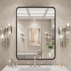 LOAAO 24X32 Inch Black Metal Framed Bathroom Mirror - Image 6