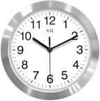 HITO 10 Inch Silent Wall Clock Battery Operated Non Ticking Glass Cover Silver - Image 8