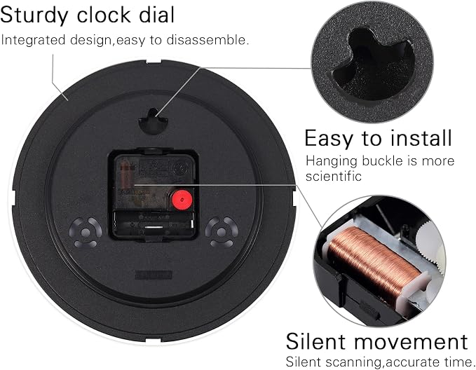 Wall Clock, 8 Inch Silent Sweep Movement Accurate Small Clocks Kitchen/Living - Image 5