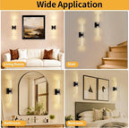 Black Modern LED Wall Sconces Set of Two 3000K-6000K Crystal Bathroom Sconce - Image 5
