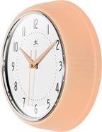 Infinity Instruments Retro 9.5 Inch Round Indoor Wall Clock, Peach Fuzz - Image 4