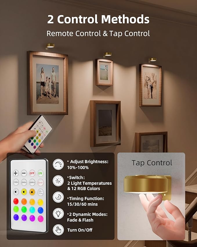EZVALO Picture Lights for Wall, Rechargeable Battery Magnetic Poster Lights - Image 5