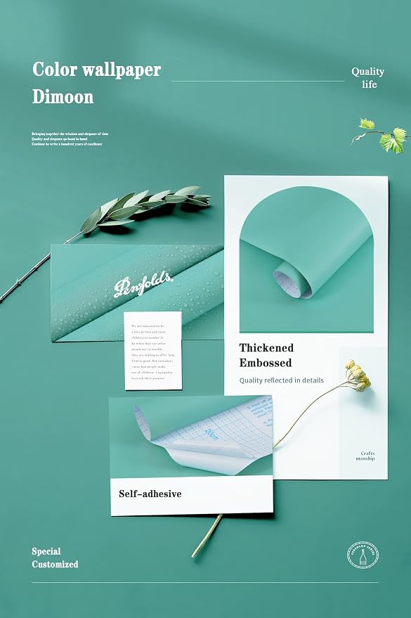 Dimoon 236.2''x17.7''Mint Green Peel and Stick Wallpaper Contact Paper Modern - Image 4