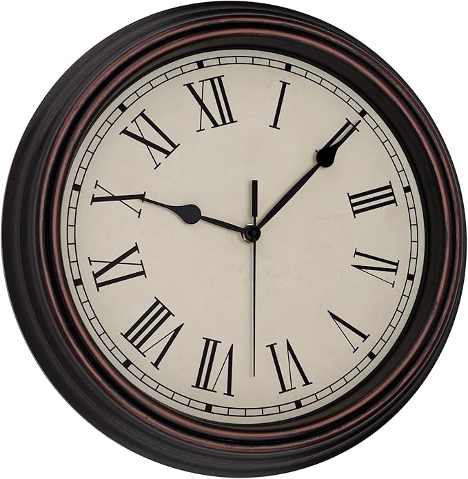 Foxtop 14 Inch Roman Numerals Wall Clock Battery Operated Silent Non-Ticking - Image 6