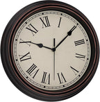 Foxtop 14 Inch Roman Numerals Wall Clock Battery Operated Silent Non-Ticking - Image 6