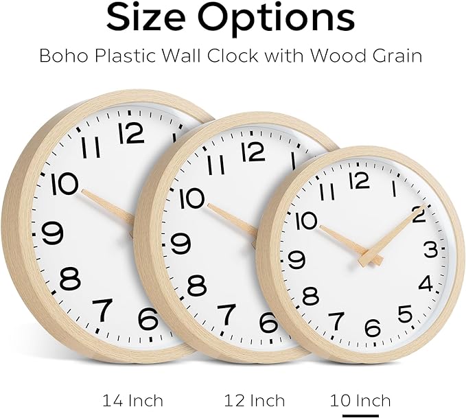 AKCISOT Wall Clock, Boho Kitchen 10 Inch Wall Clocks Battery Operated Non - Image 3