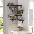 ROMGUAR CRAFT Corner Floating Shelves Wall Mounted Set of 4, Rustic Wood - Image 6