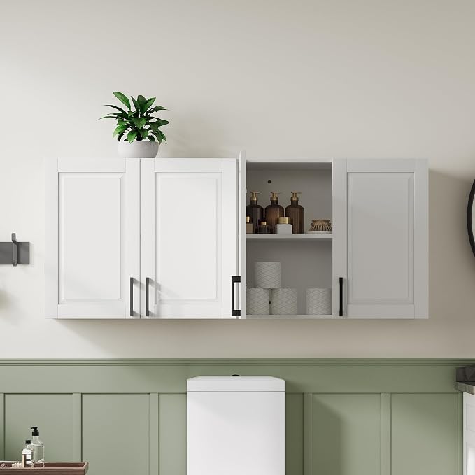 ChooChoo Laundry Room Cabinets, 4 Doors Wall Mounted Storage Cabinet, Kitchen - Image 7