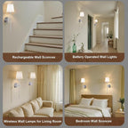 IRONPAX Wall Sconces Battery Operated Set of 2, Wireless Rechargeable Wall - Image 4