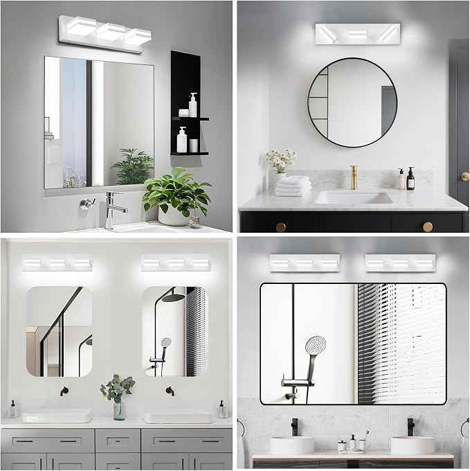 IZORRO LED Modern Bathroom Lights Fixtures, Matte White Acrylic Wall Lighting - Image 7