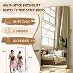 XRAMFY 76"x34" Floor Full Length Mirror Standing Full Body Rounded Corner - Image 4