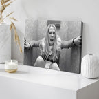 Framed Funny Movie Bathroom Canvas Wall Art Set of 2 – Black and White Vintage - Image 4