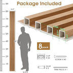 WPC Slat Wall Panels 8 Pack 96" x 6.6", Waterproof Fluted Wall Paneling - Image 5
