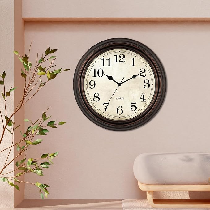 Wall Clock, 12 Inch Silent Non Ticking Battery Operated Clocks, Decorative - Image 5