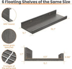 upsimples Floating Shelves for Wall, Wall Shelves for Decor Storage Set of 6 - Image 3