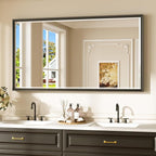 Keonjinn 55" x 30" Black Bathroom Vanity Mirror, Beveled Edge Tempered Glass by Keonjinn